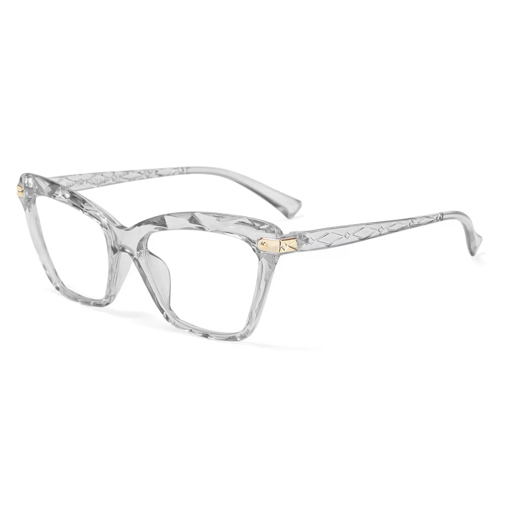 Vintage Women'S Eyeglass Frame Cat Eye Glasses Gafas Frame Faceted Crystal Eyeglasse Can Be Equipped with Myopia Glasses Okular