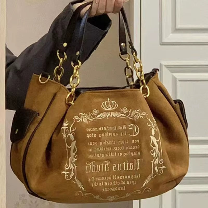 Y2K Women Pink Vintage Gothic Tote Bag 