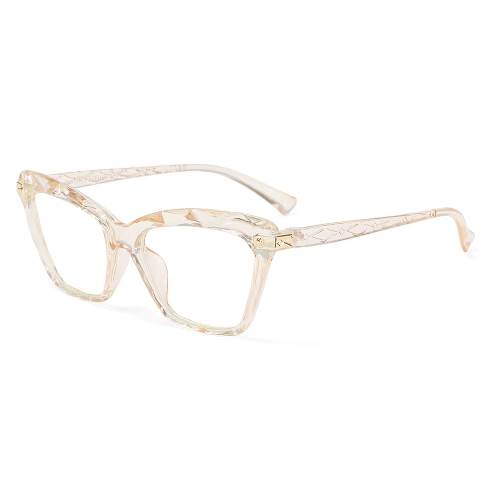 Vintage Women'S Eyeglass Frame Cat Eye Glasses Gafas Frame Faceted Crystal Eyeglasse Can Be Equipped with Myopia Glasses Okular