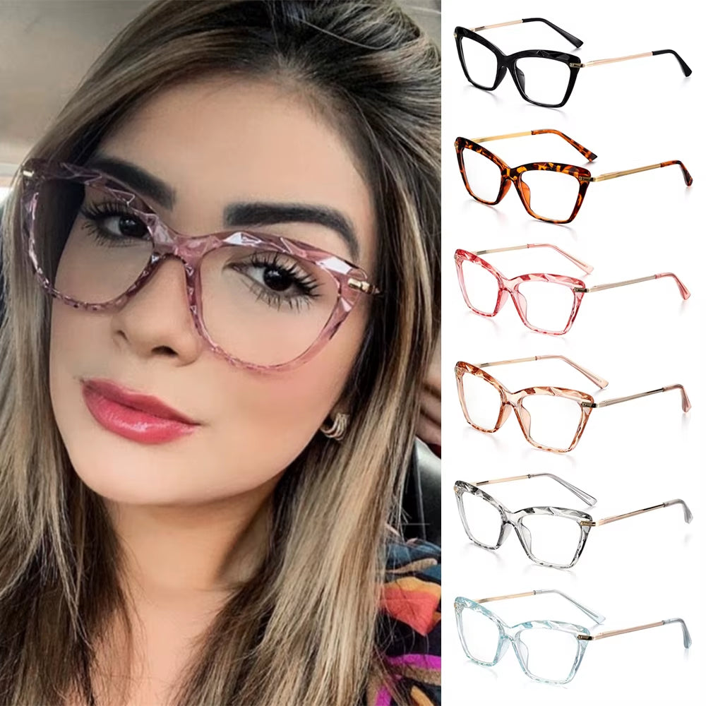 Vintage Women'S Eyeglass Frame Cat Eye Glasses Gafas Frame Faceted Crystal Eyeglasse Can Be Equipped with Myopia Glasses Okular