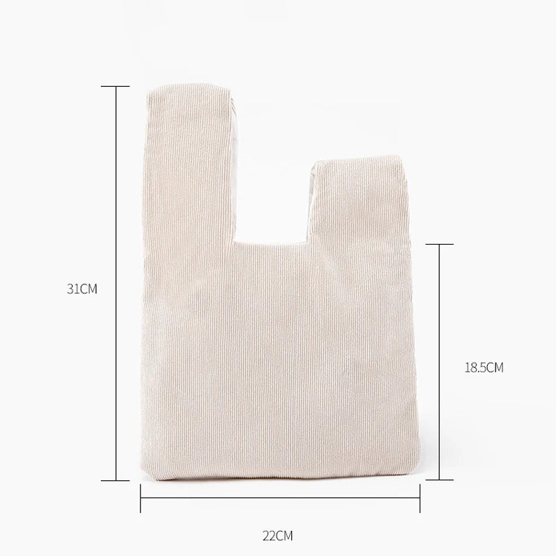 Corduroy Women'S Handbags Knot Wrist  Friendly Pouch Lightweight Tote 
