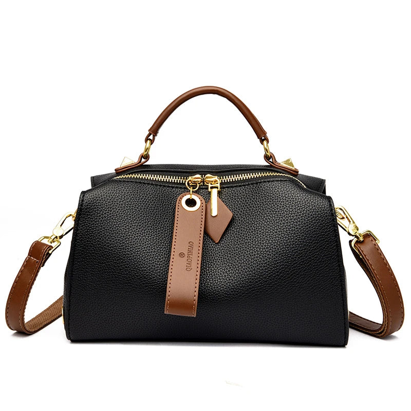 High Quality Solid Color Leather Shoulder Crossbody Bag for Women 