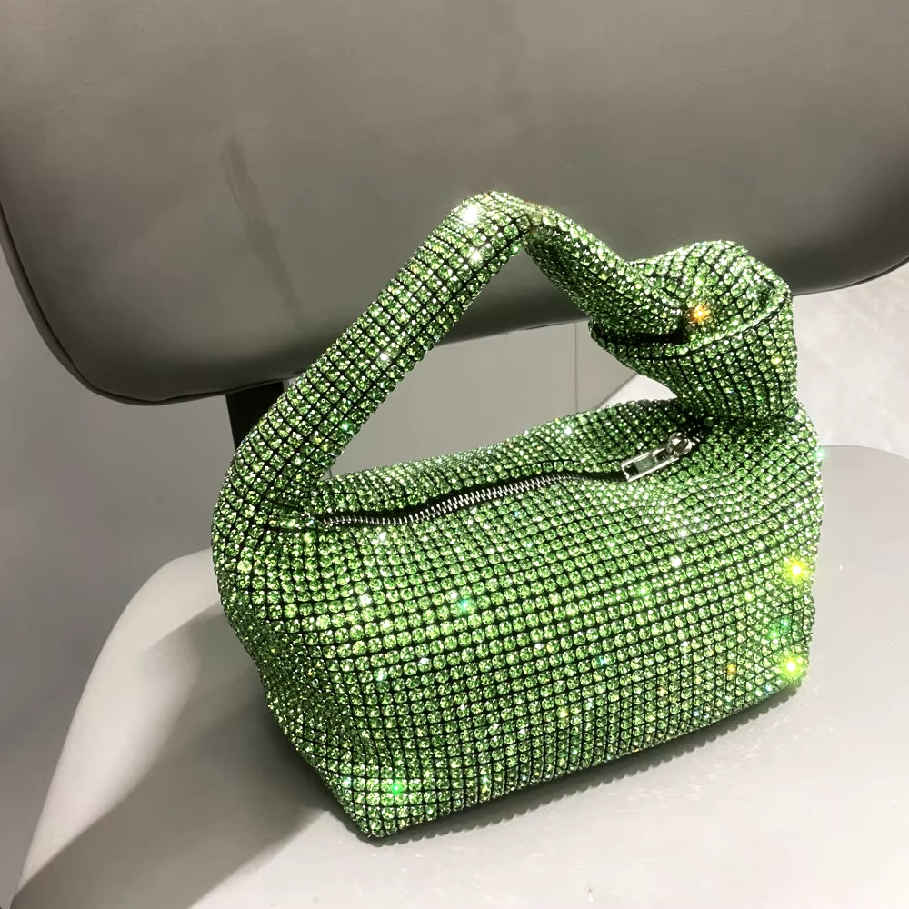 Handmade Rhinestones Silver Crystal  Bag