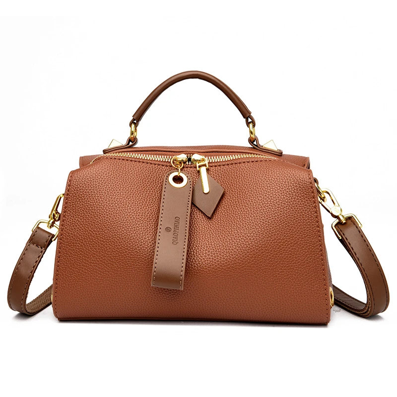 High Quality Solid Color Leather Shoulder Crossbody Bag for Women 