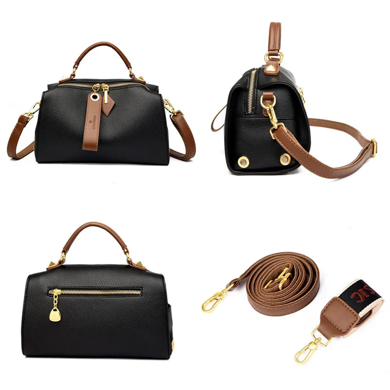 High Quality Solid Color Leather Shoulder Crossbody Bag for Women 