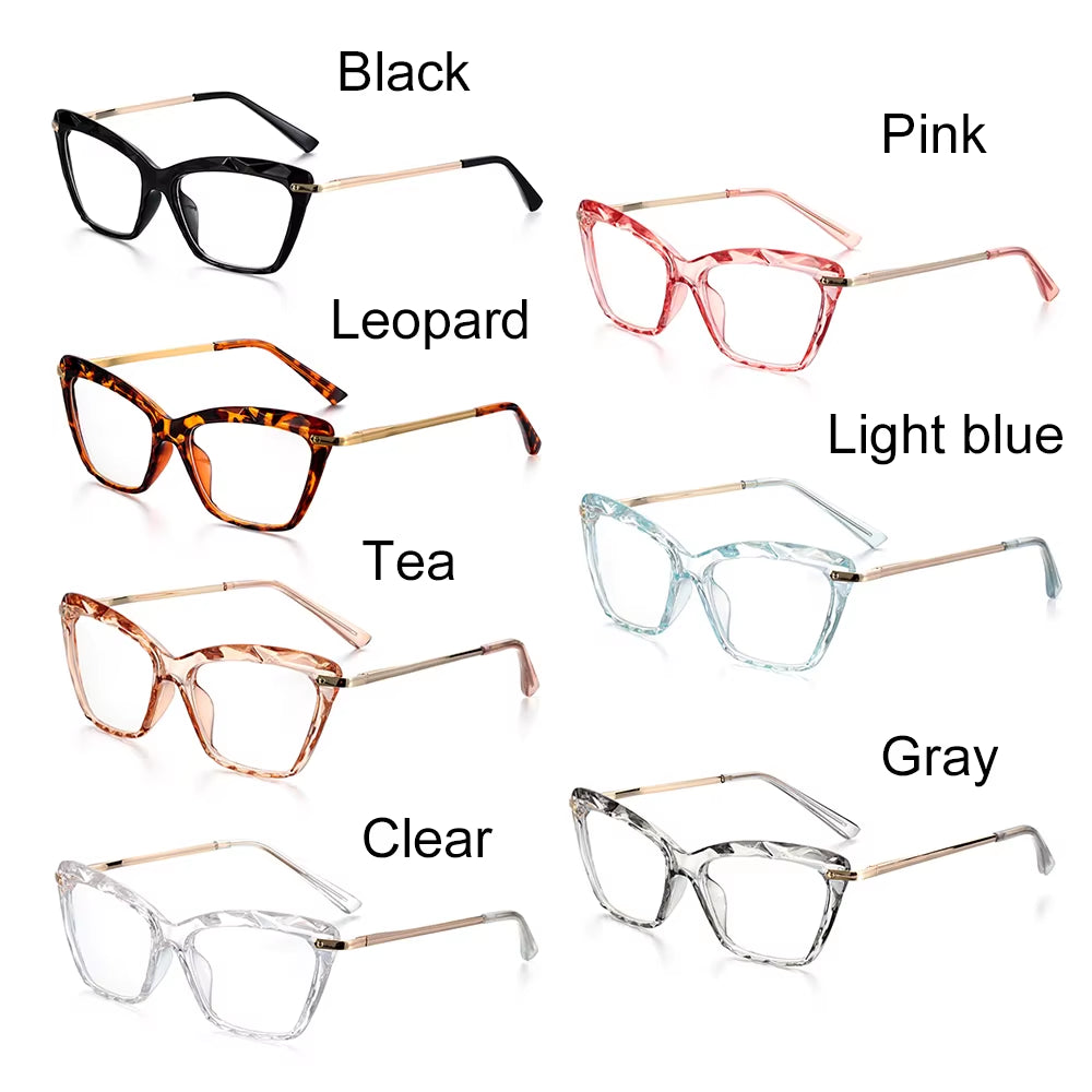 Vintage Women'S Eyeglass Frame Cat Eye Glasses Gafas Frame Faceted Crystal Eyeglasse Can Be Equipped with Myopia Glasses Okular