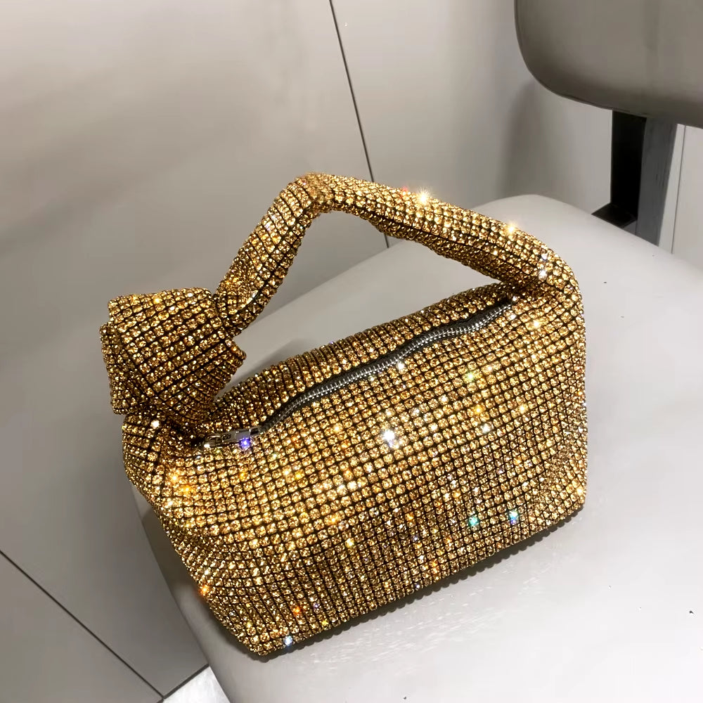 Handmade Rhinestones Silver Crystal  Bag