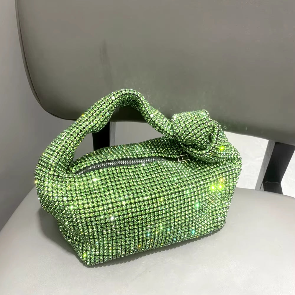 Handmade Rhinestones Silver Crystal  Bag
