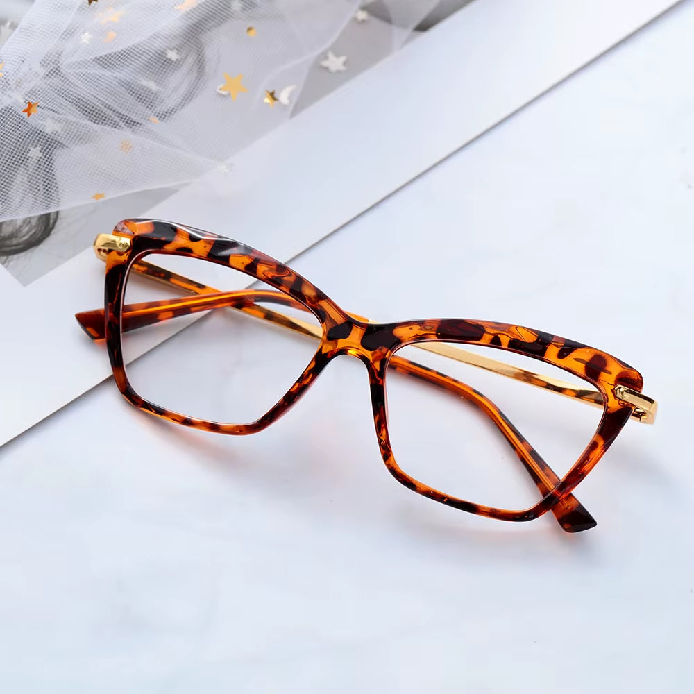 Vintage Women'S Eyeglass Frame Cat Eye Glasses Gafas Frame Faceted Crystal Eyeglasse Can Be Equipped with Myopia Glasses Okular
