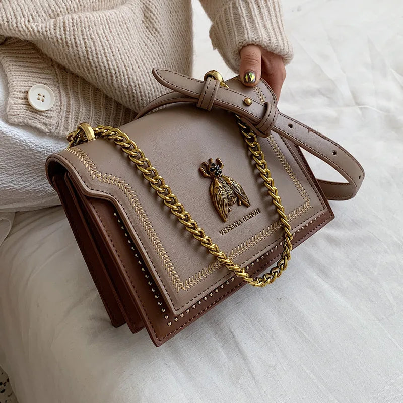 CGCBAG Luxury Brand Women 2026 New Retro Bee Female Shoulder Bag 