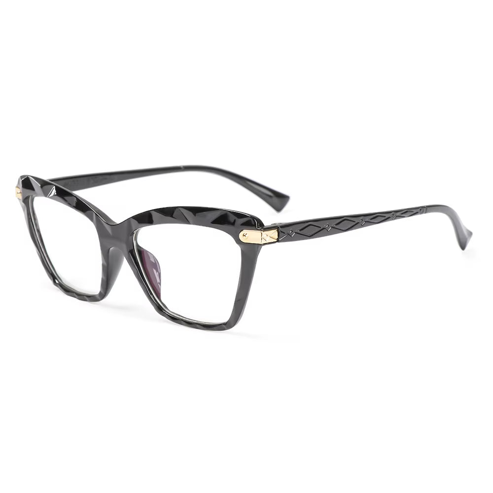 Vintage Women'S Eyeglass Frame Cat Eye Glasses Gafas Frame Faceted Crystal Eyeglasse Can Be Equipped with Myopia Glasses Okular