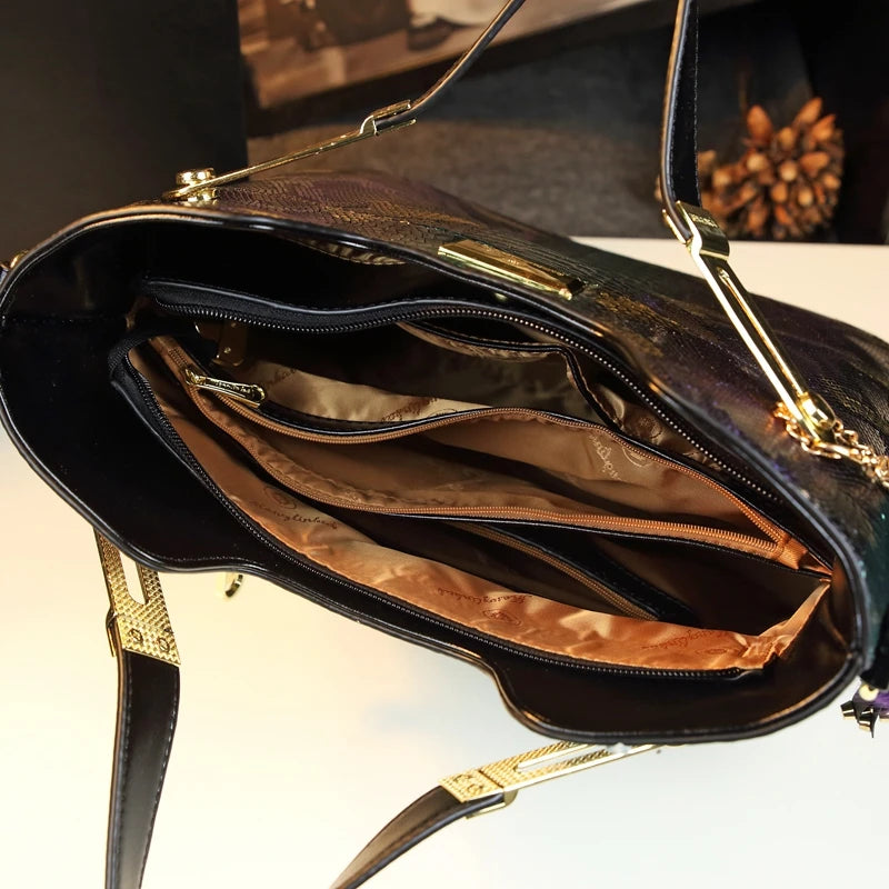 Luxury Cowhide Leather Women Handbags 