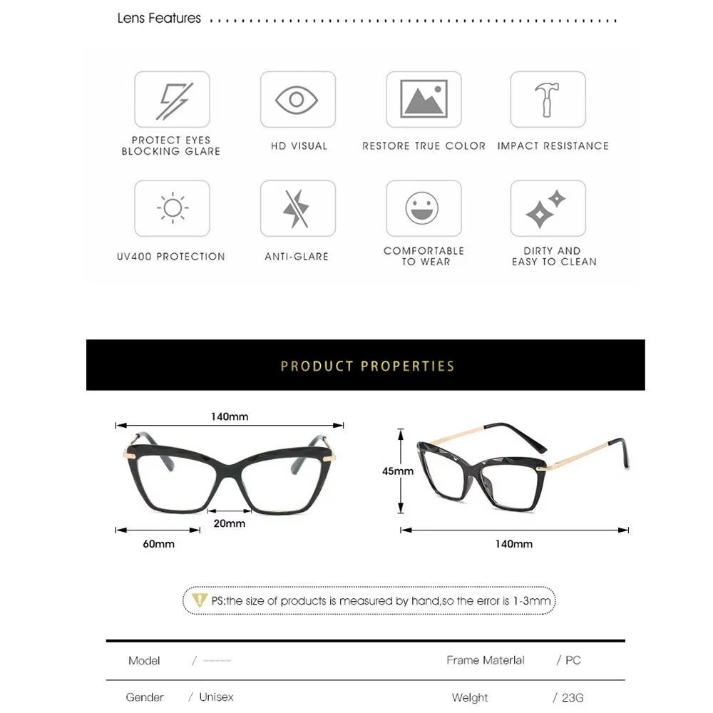 Vintage Women'S Eyeglass Frame Cat Eye Glasses Gafas Frame Faceted Crystal Eyeglasse Can Be Equipped with Myopia Glasses Okular