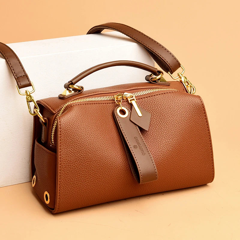High Quality Solid Color Leather Shoulder Crossbody Bag for Women 