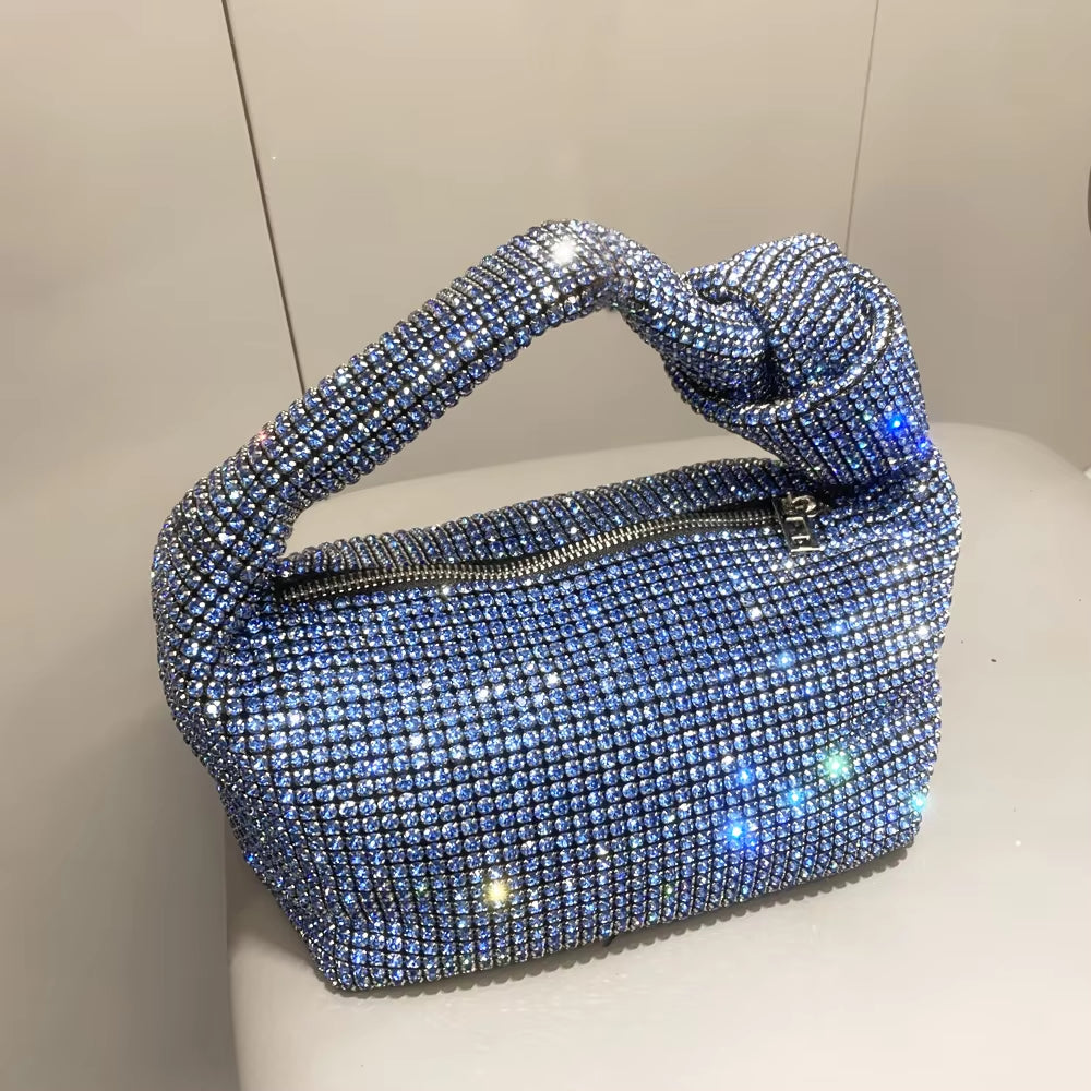 Handmade Rhinestones Silver Crystal  Bag