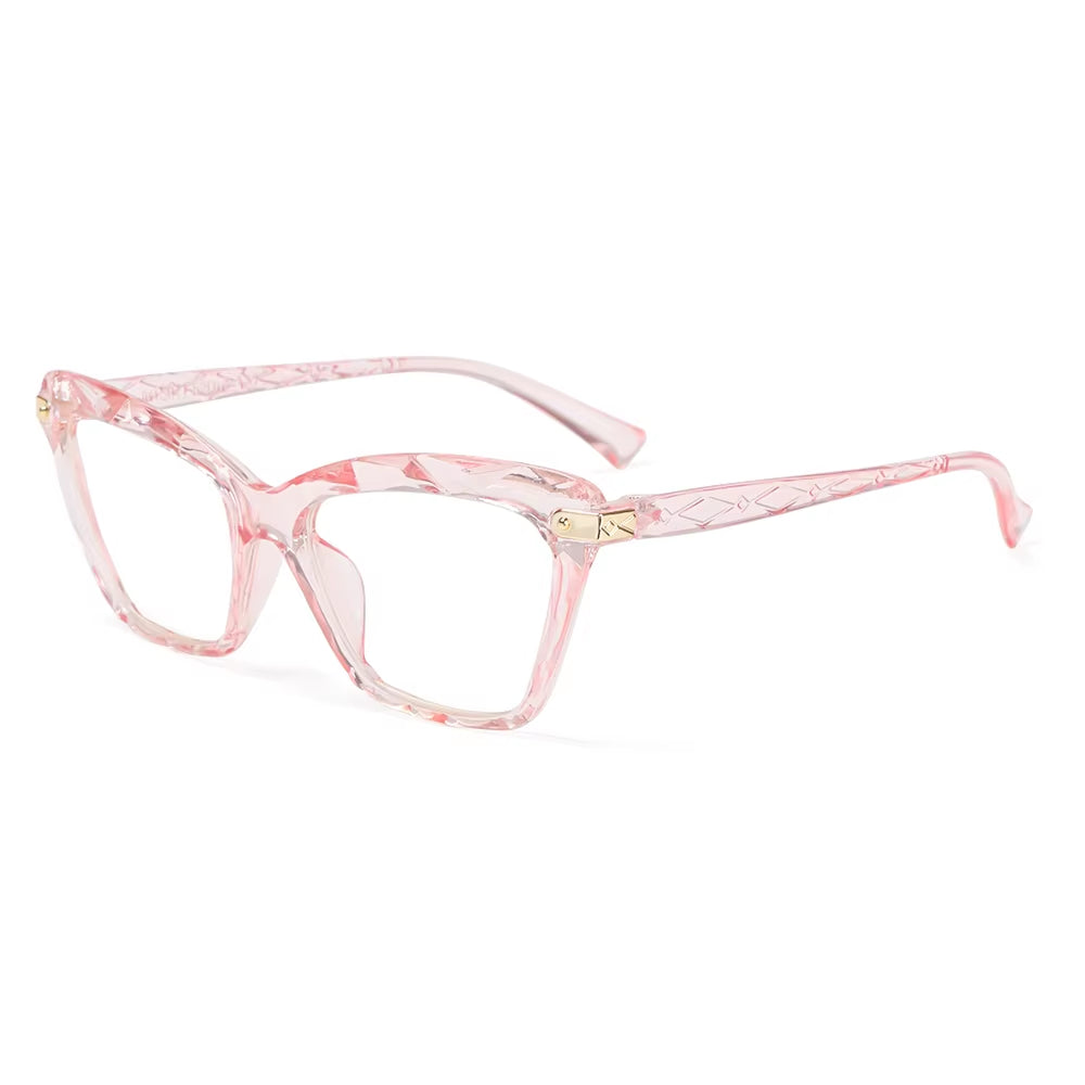 Vintage Women'S Eyeglass Frame Cat Eye Glasses Gafas Frame Faceted Crystal Eyeglasse Can Be Equipped with Myopia Glasses Okular