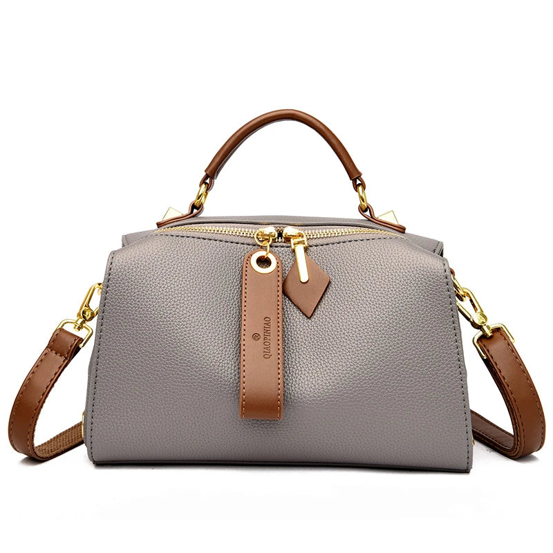 High Quality Solid Color Leather Shoulder Crossbody Bag for Women 