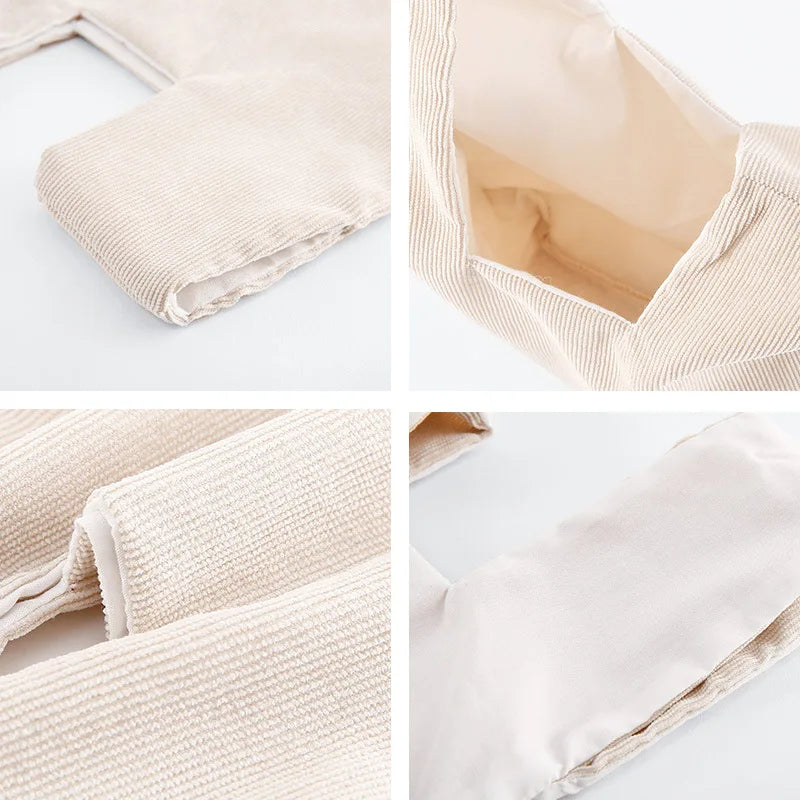 Corduroy Women'S Handbags Knot Wrist  Friendly Pouch Lightweight Tote 