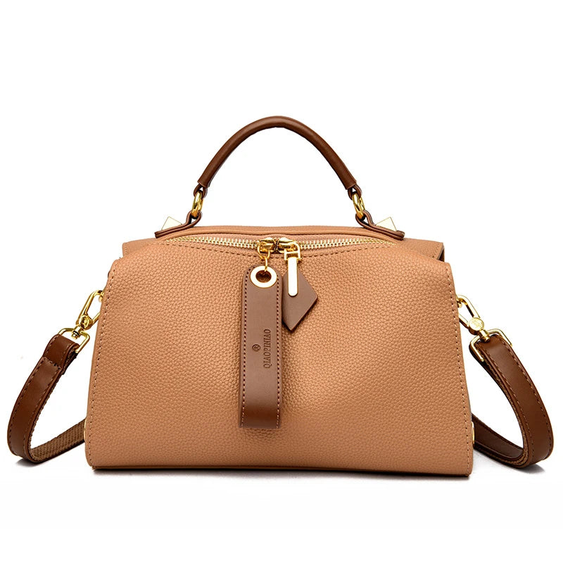 High Quality Solid Color Leather Shoulder Crossbody Bag for Women 
