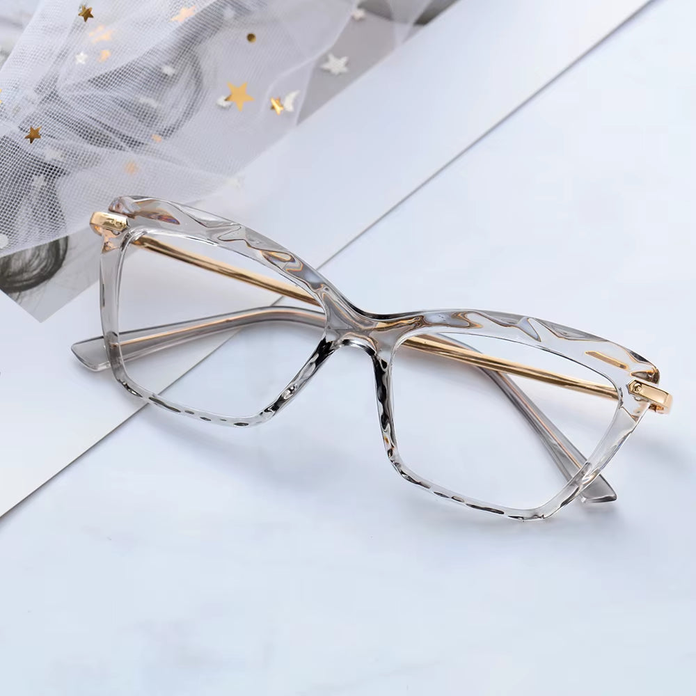 Vintage Women'S Eyeglass Frame Cat Eye Glasses Gafas Frame Faceted Crystal Eyeglasse Can Be Equipped with Myopia Glasses Okular