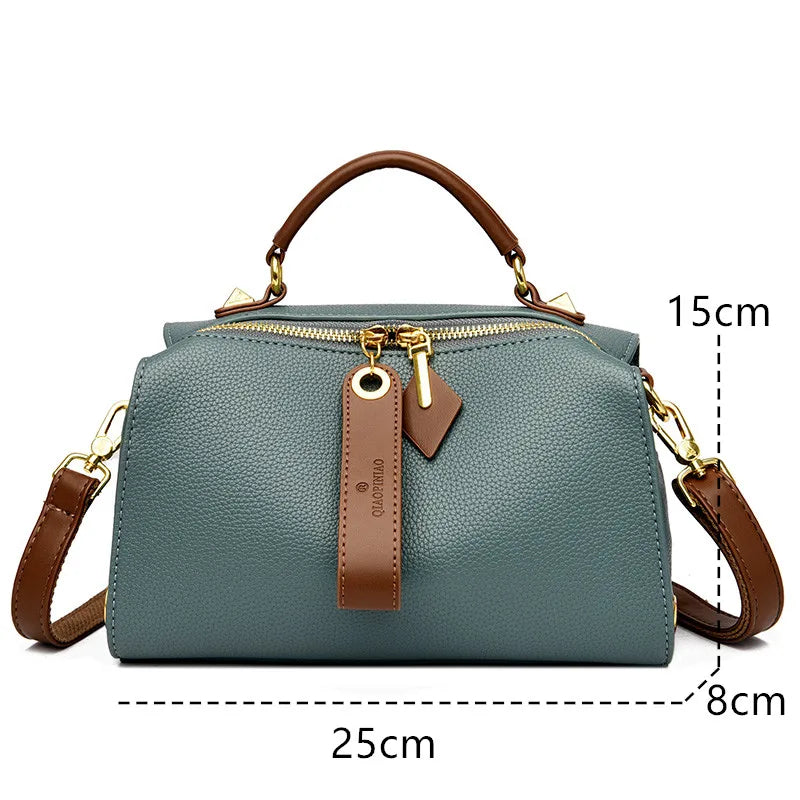 High Quality Solid Color Leather Shoulder Crossbody Bag for Women 