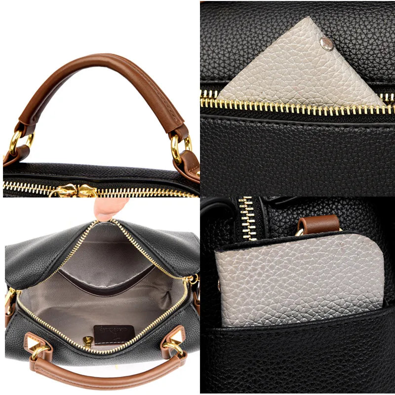 High Quality Solid Color Leather Shoulder Crossbody Bag for Women 