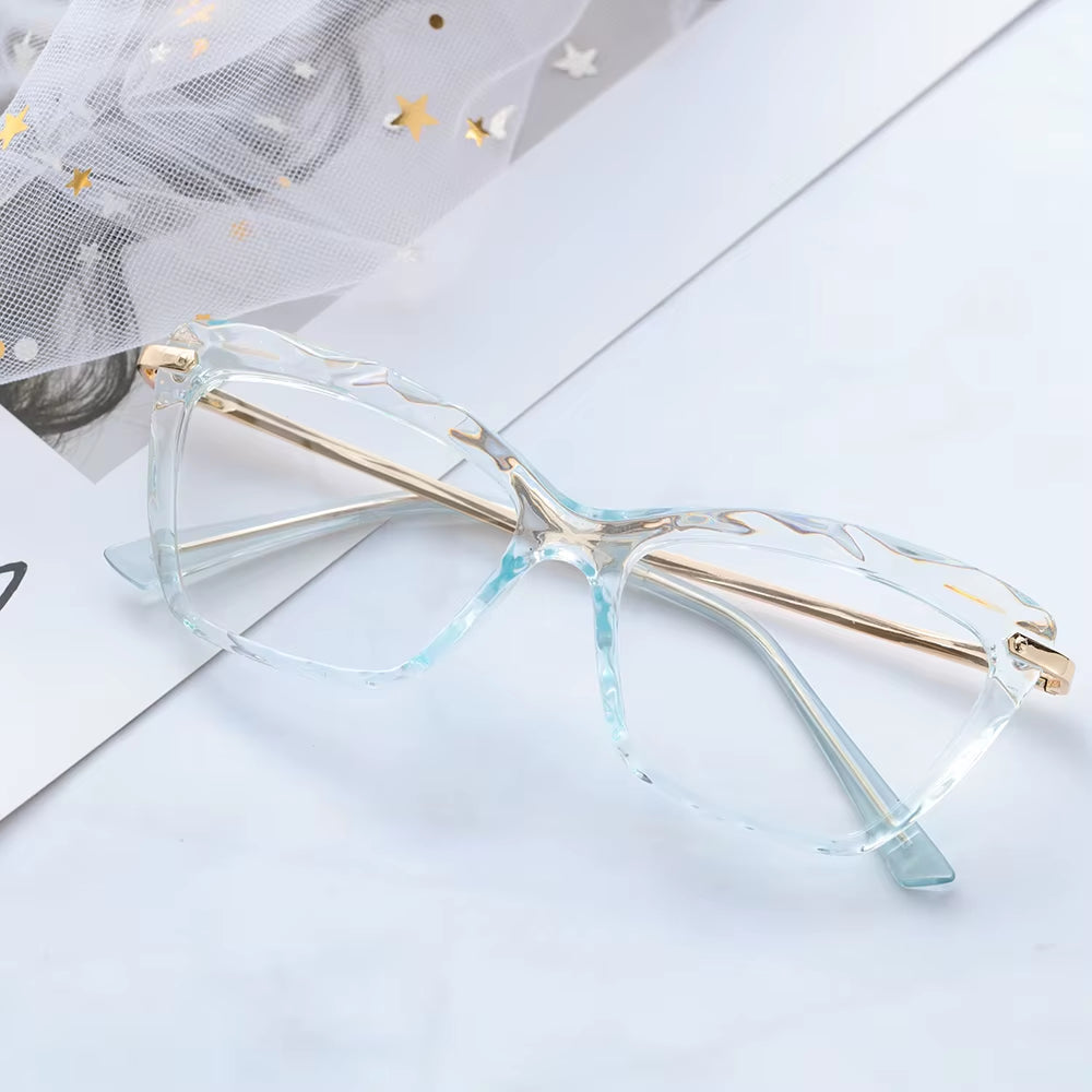 Vintage Women'S Eyeglass Frame Cat Eye Glasses Gafas Frame Faceted Crystal Eyeglasse Can Be Equipped with Myopia Glasses Okular