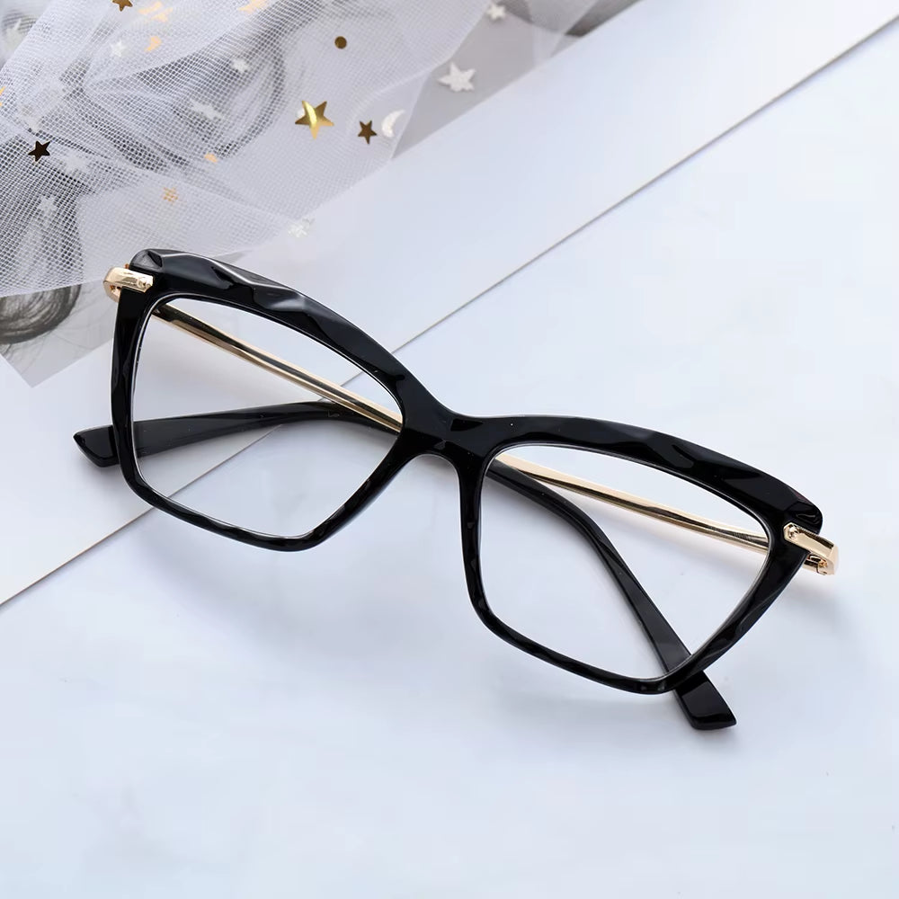 Vintage Women'S Eyeglass Frame Cat Eye Glasses Gafas Frame Faceted Crystal Eyeglasse Can Be Equipped with Myopia Glasses Okular