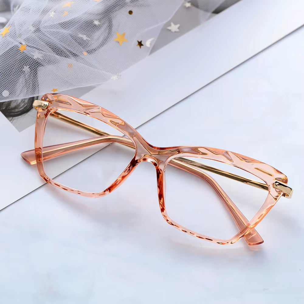 Vintage Women'S Eyeglass Frame Cat Eye Glasses Gafas Frame Faceted Crystal Eyeglasse Can Be Equipped with Myopia Glasses Okular