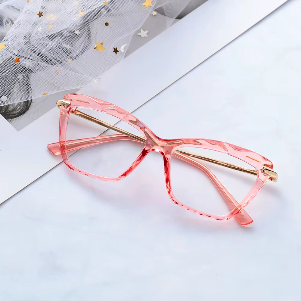 Vintage Women'S Eyeglass Frame Cat Eye Glasses Gafas Frame Faceted Crystal Eyeglasse Can Be Equipped with Myopia Glasses Okular