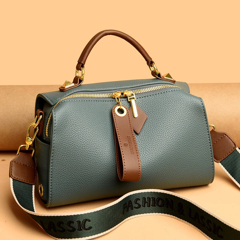 High Quality Solid Color Leather Shoulder Crossbody Bag for Women 