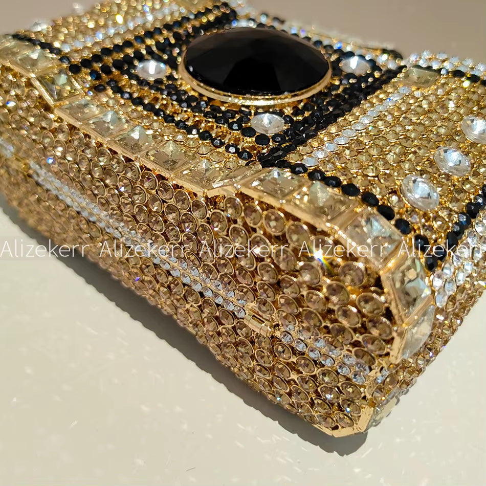 Camera Shaped Evening Clutch Bags 2026 Metallic Rhinestone