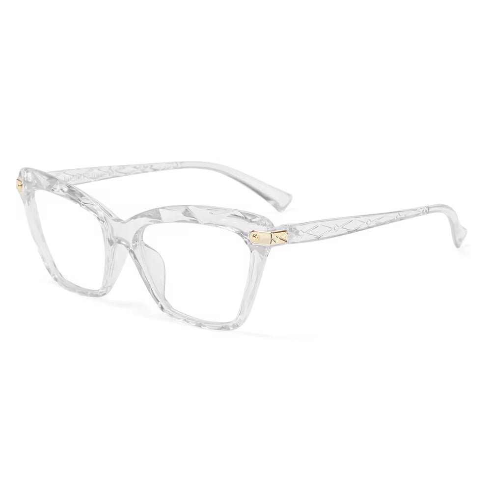 Vintage Women'S Eyeglass Frame Cat Eye Glasses Gafas Frame Faceted Crystal Eyeglasse Can Be Equipped with Myopia Glasses Okular