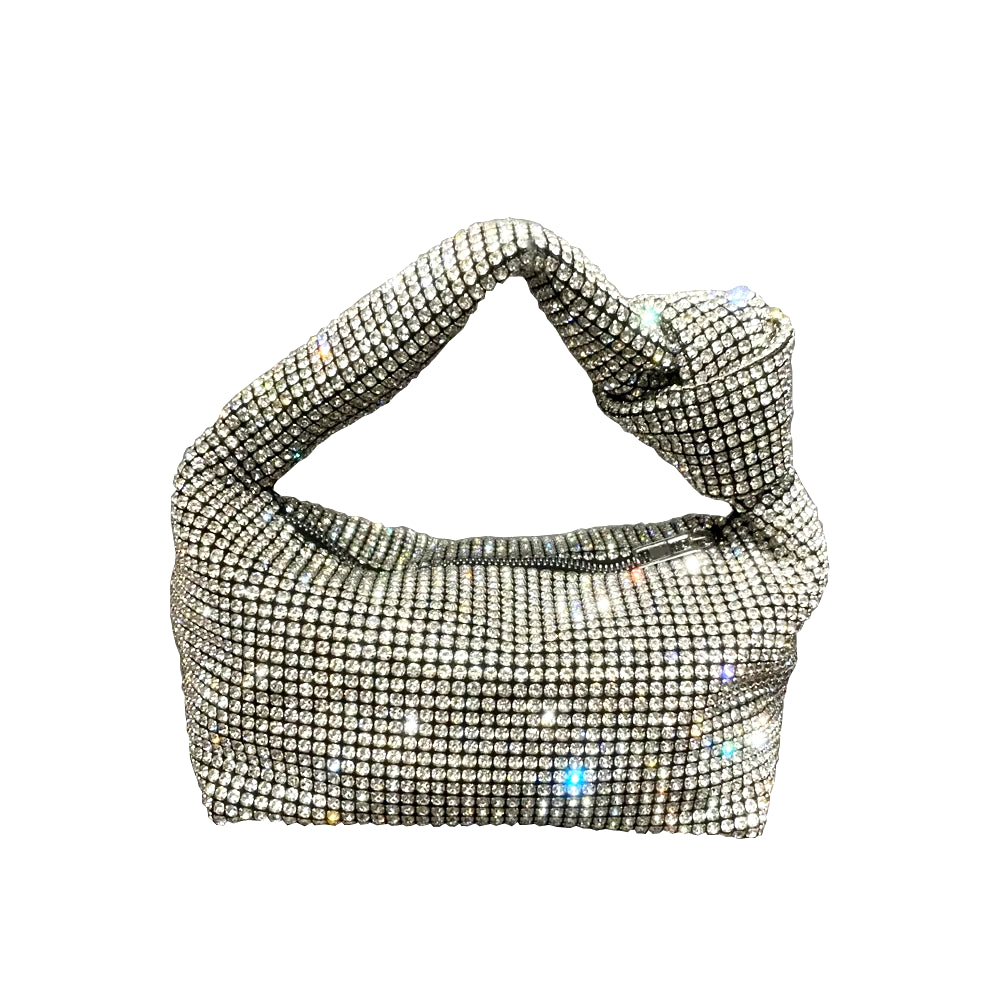 Handmade Rhinestones Silver Crystal  Bag